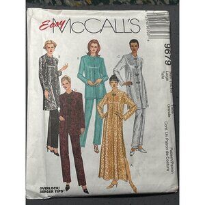 McCalls 9679 Sewing Pattern Womens Neru Colar Tunic Top Pants Robe Large Easy